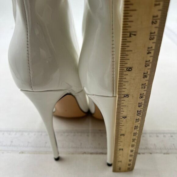 FSJ Women Fashion Pointed Toe Stiletto Heel Thigh High Over The Knee Boots White - Picture 5 of 8